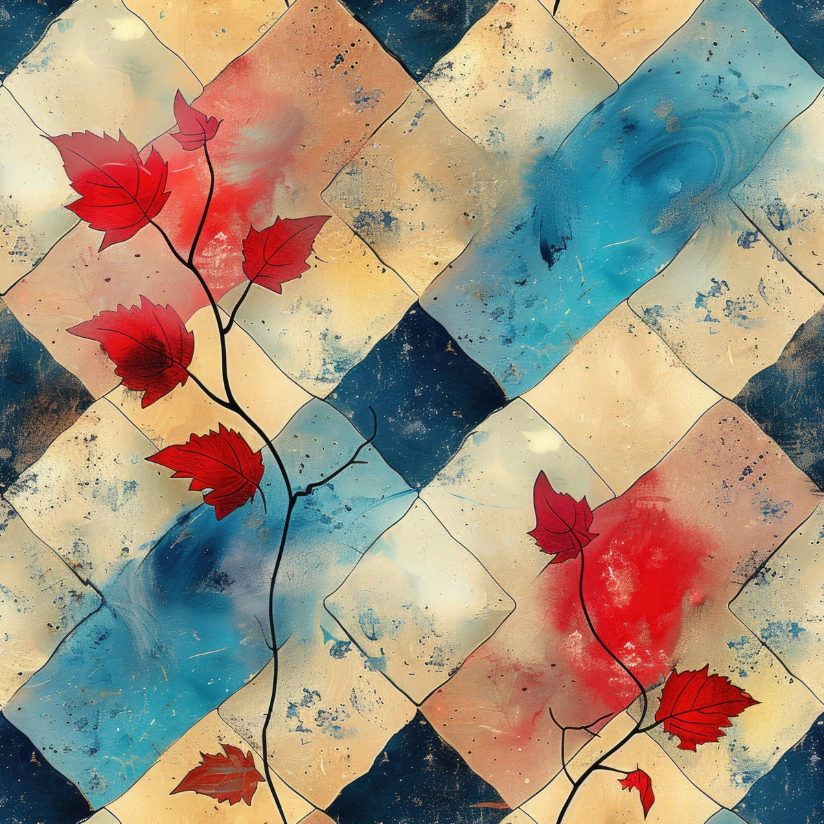 Faded Foliage Pattern 10 Fleece Fabric