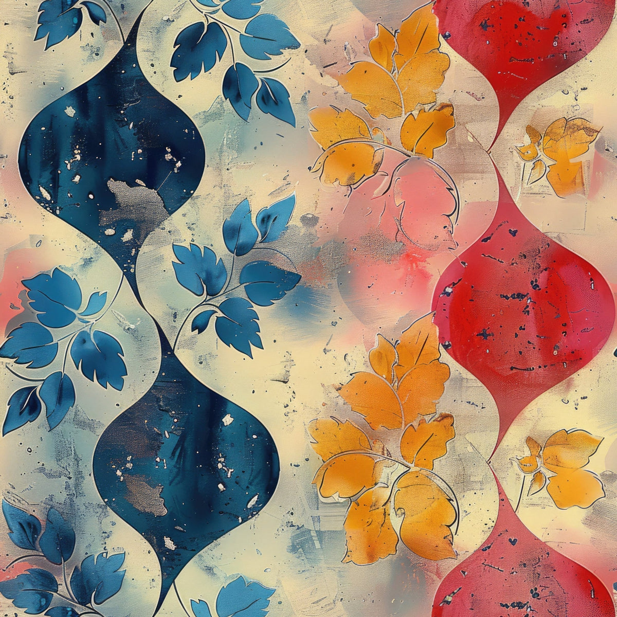 Faded Foliage Pattern 11 Fleece Fabric