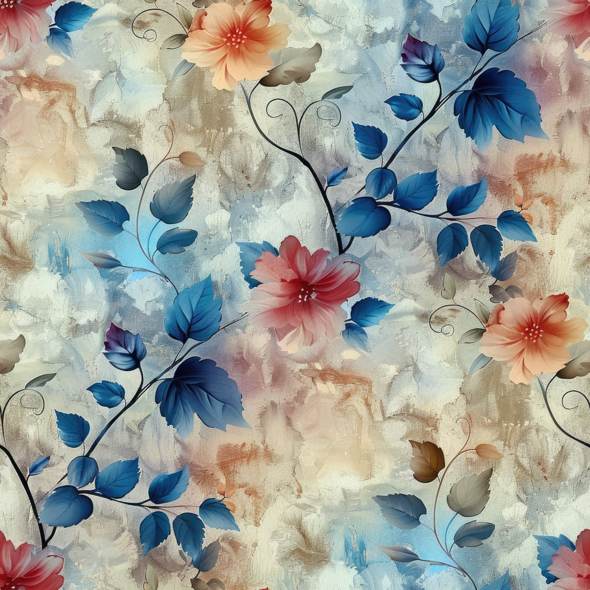 Faded Foliage Pattern 3 Fleece Fabric