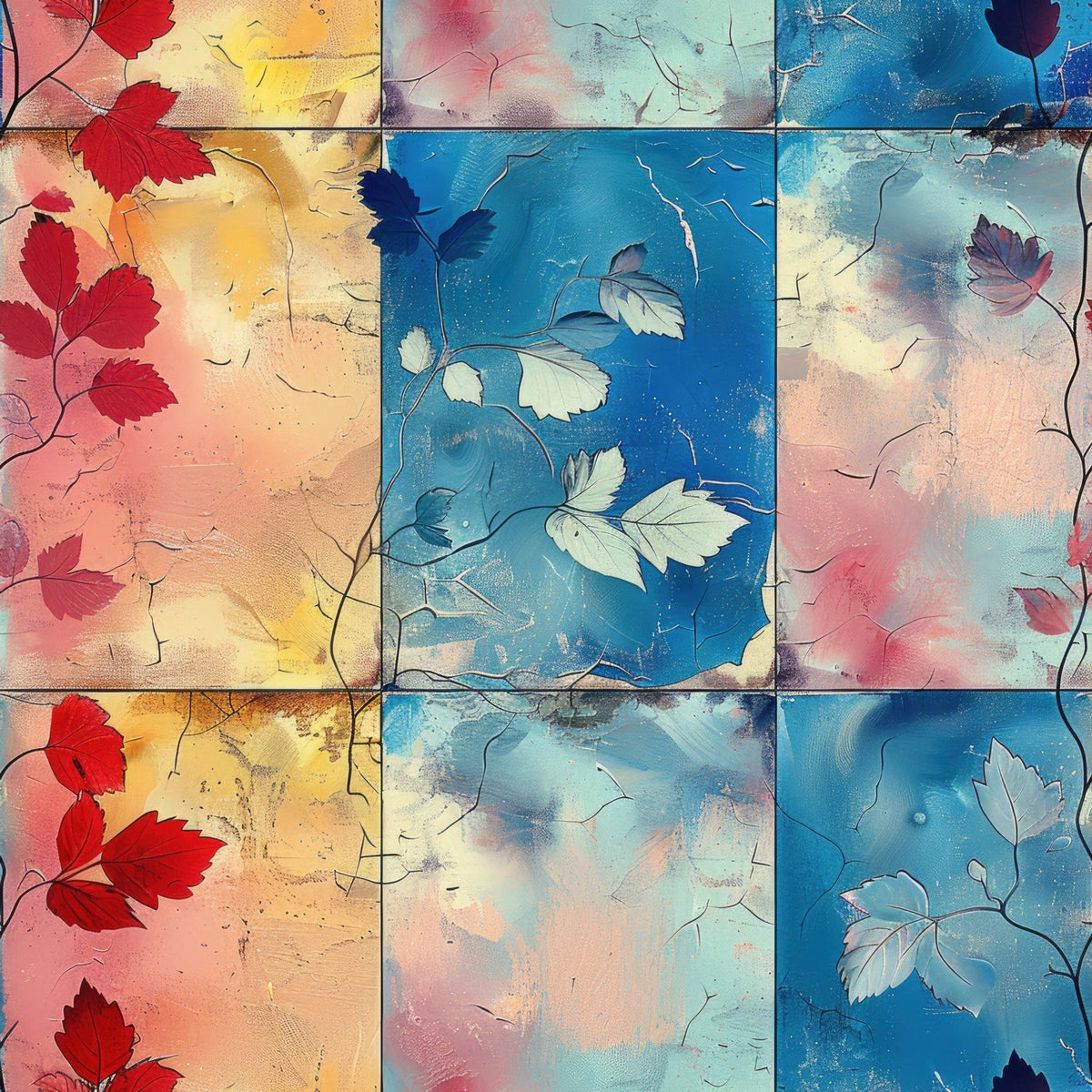 Faded Foliage Pattern 5 Fleece Fabric