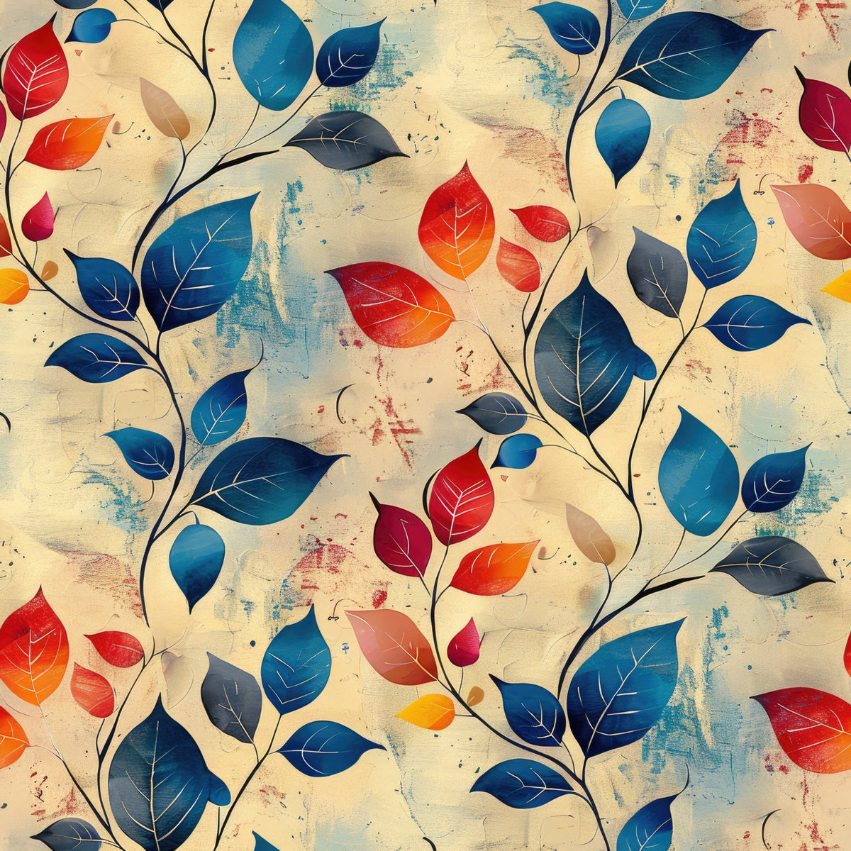Faded Foliage Pattern 7 Fleece Fabric