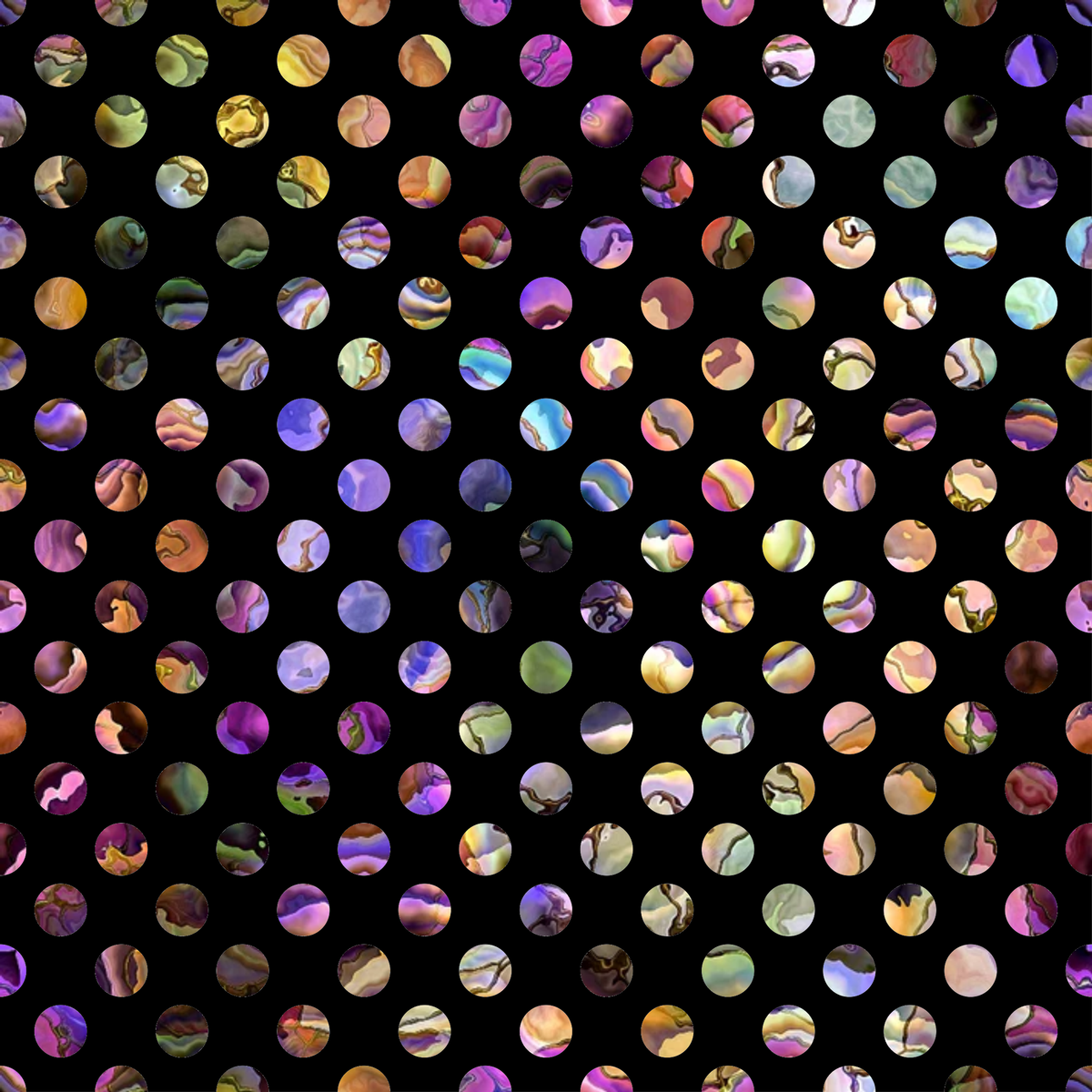 oyster shells, iridescent circles, pearl luster, pastel colors, purple hues, pink tones, golden yellow, seafoam green, mother of pearl, holographic effect, circular pattern, polka dots, ocean treasures, shimmery surface,, fabric panel, nautical theme, beach inspired, rainbow shimmer, black background