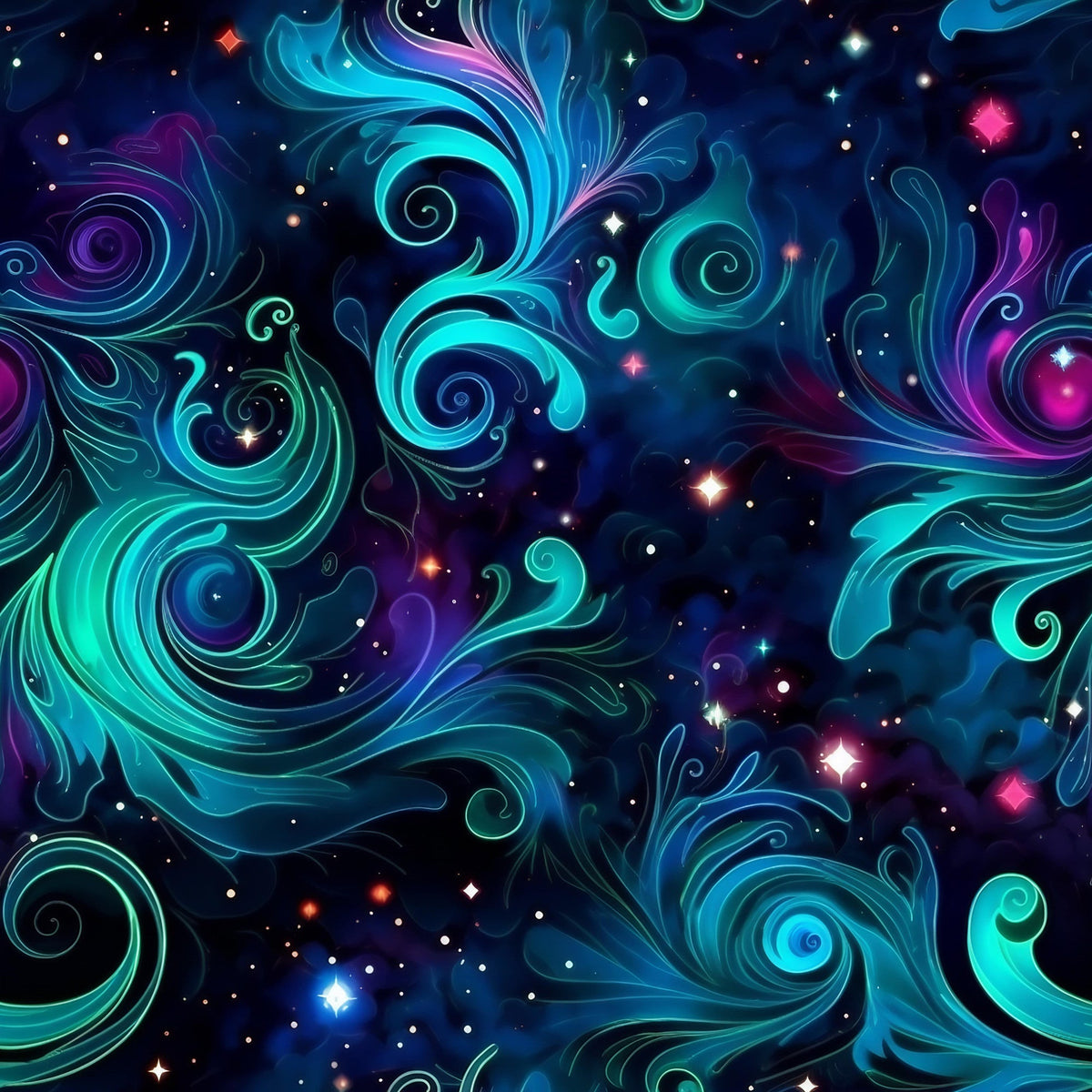 Nebula Swirls Pattern 17 Fleece Fabric