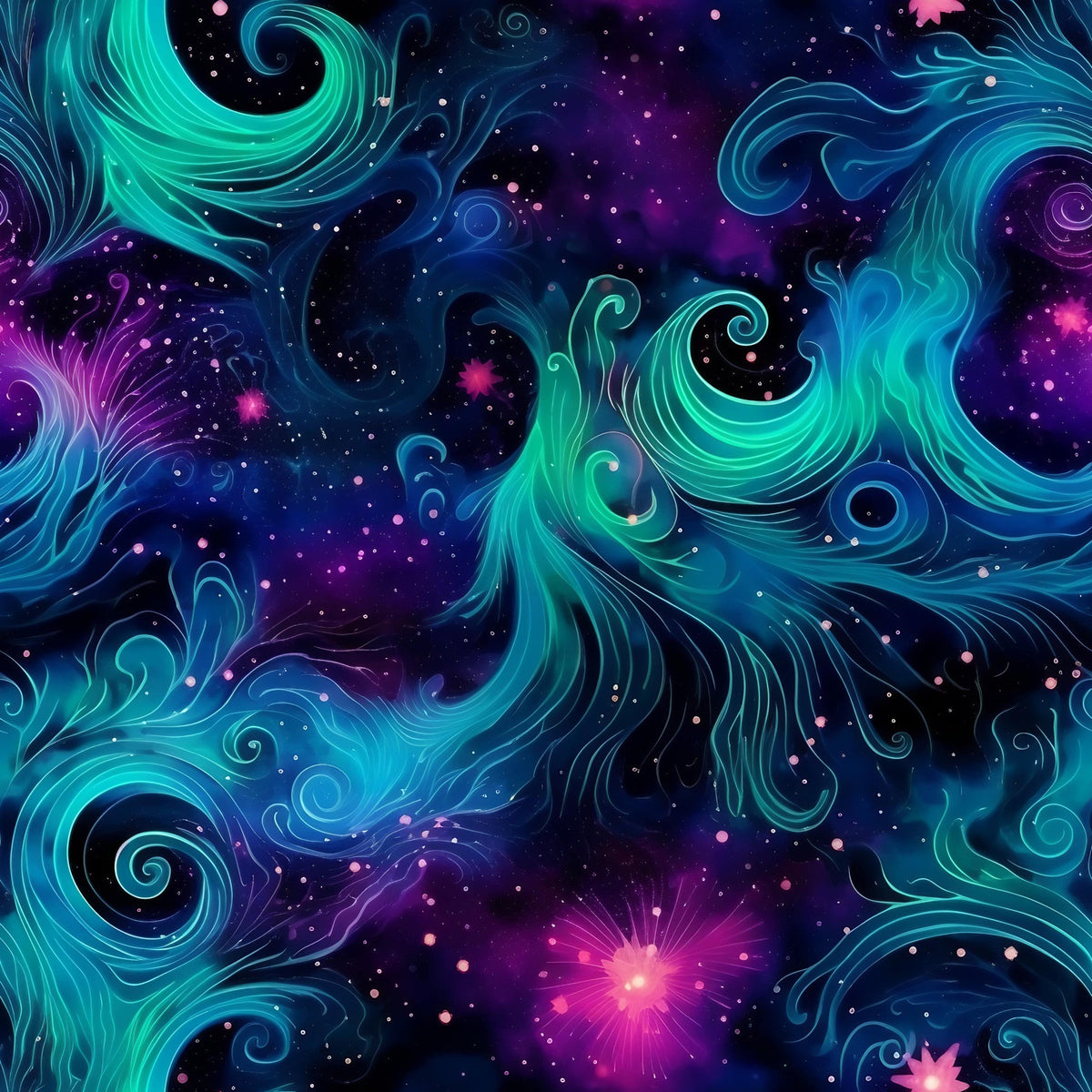 Nebula Swirls Pattern 3 Fleece Fabric
