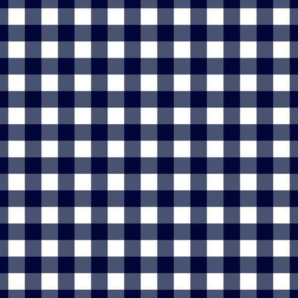 '- Patriotic July Pattern 6 Fabric - Quilt material - Cotton textile - Checkered design - Navy blue squares - White squares - Classic gingham pattern - Fabric for sewing - Soft cotton cloth - Durable quilting fabric