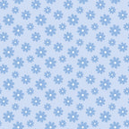 Light blue background with a pattern of darker blue, evenly spaced, stylized flowers.
