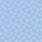 Pattern of white outlined flowers on a light blue background.
