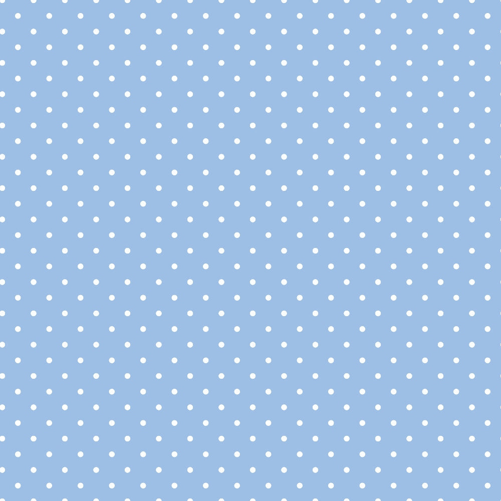 Light blue background with a pattern of small white polka dots evenly spaced across the image.