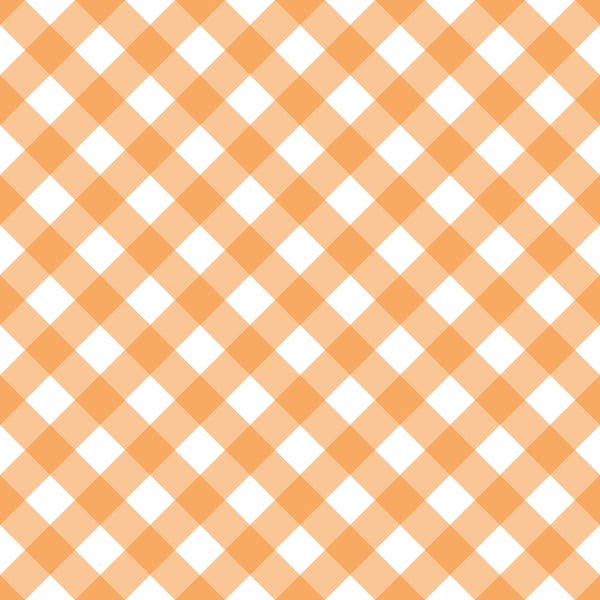 Orange and white gingham pattern with alternating diagonal squares.
