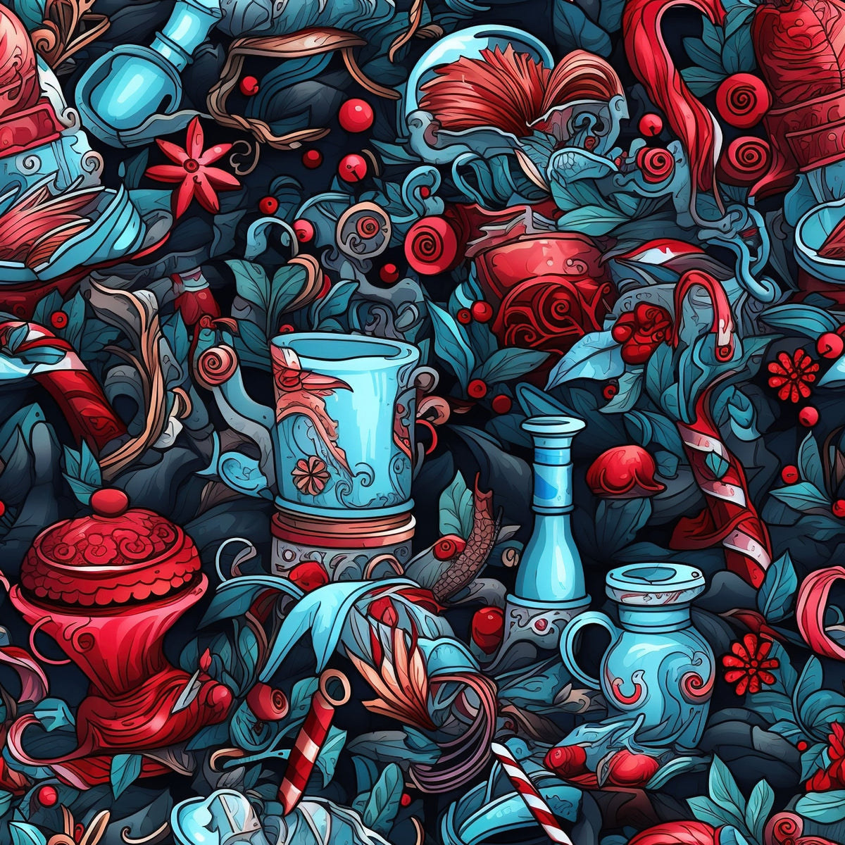 Midnight Yuletide Pattern 1 Fleece Fabric