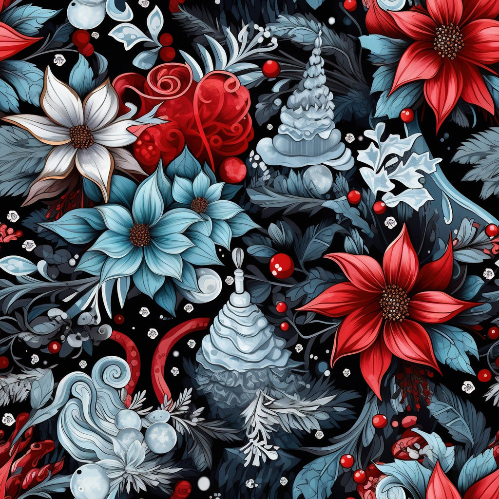 Midnight Yuletide Pattern 11 Fleece Fabric