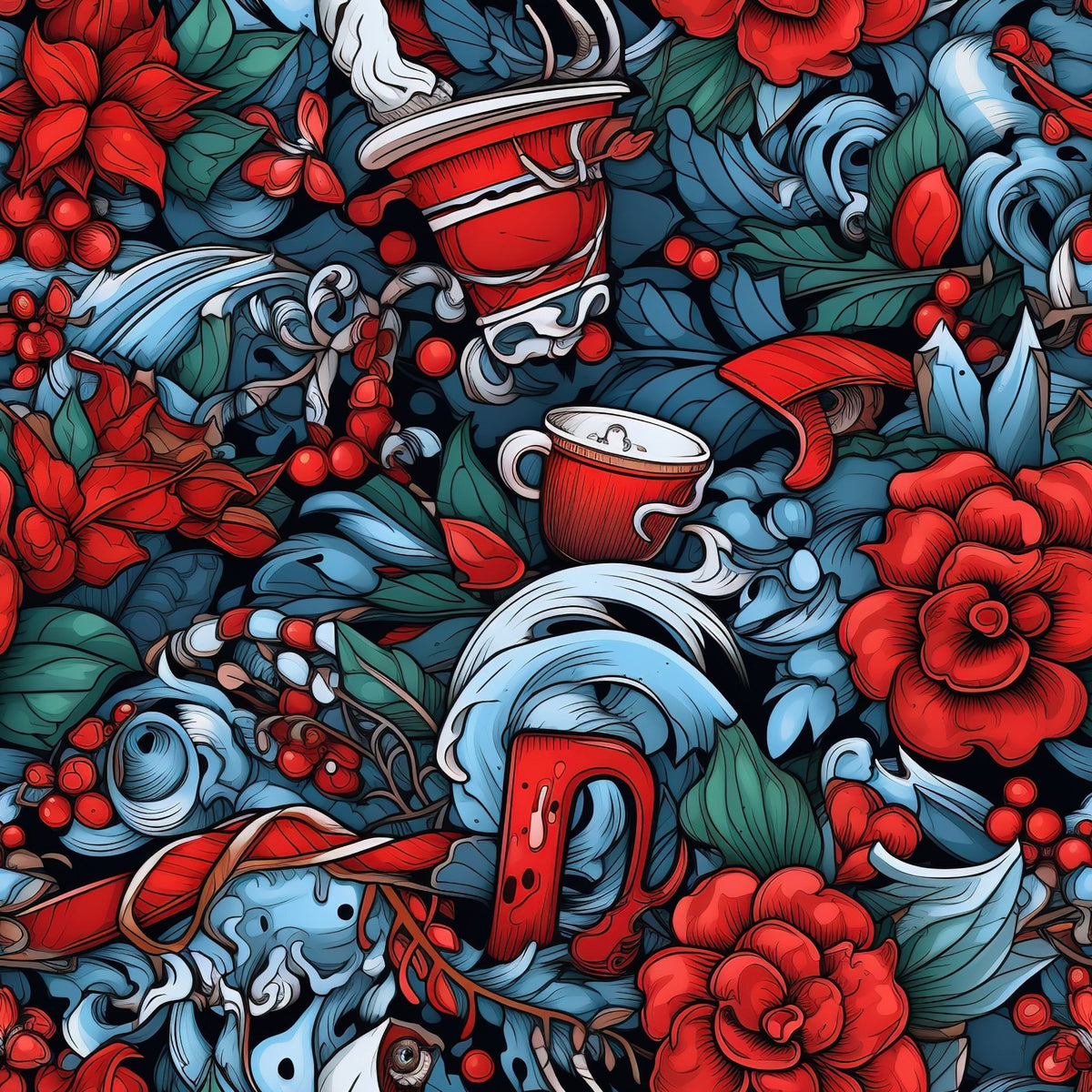 Midnight Yuletide Pattern 4 Fleece Fabric