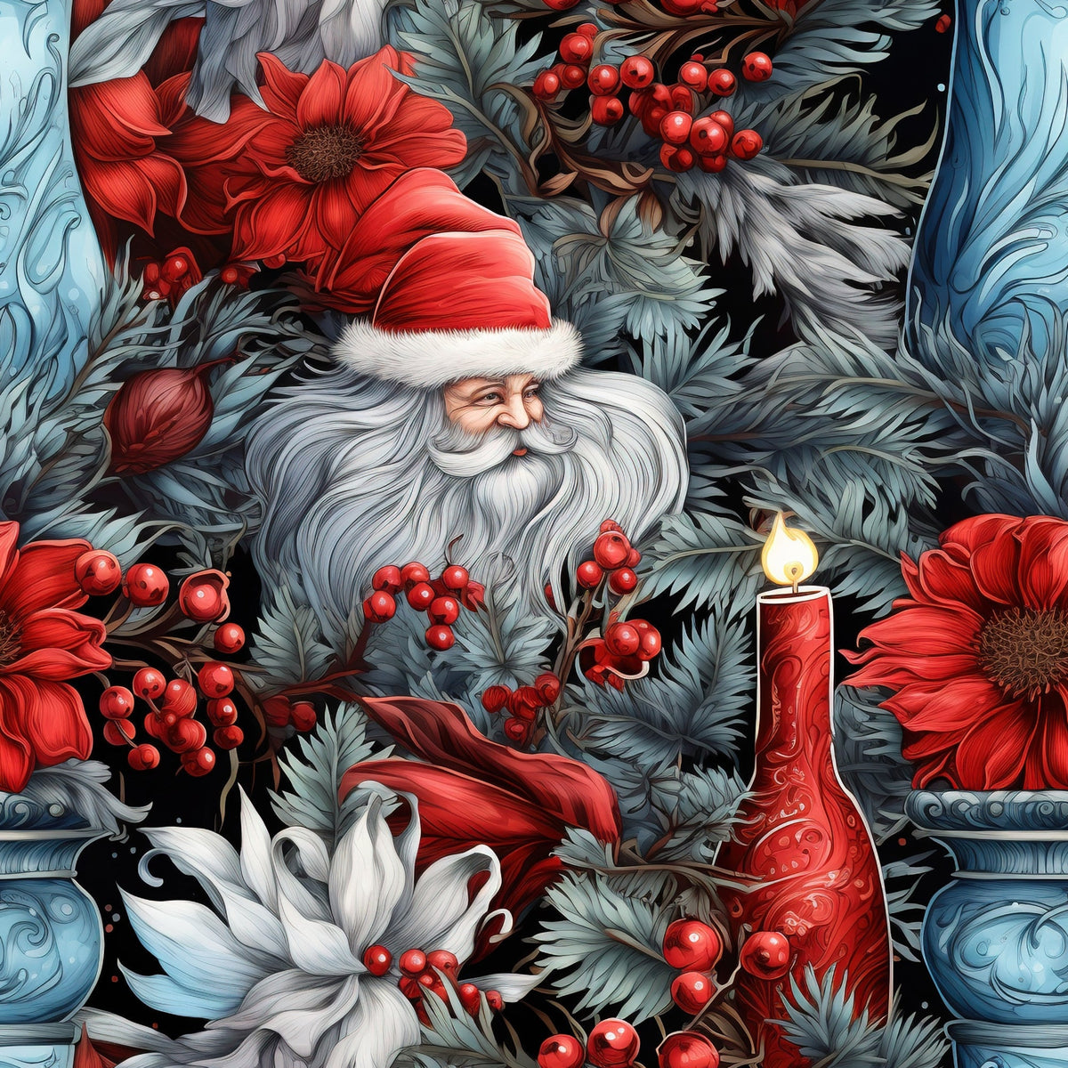 Midnight Yuletide Pattern 6 Fleece Fabric
