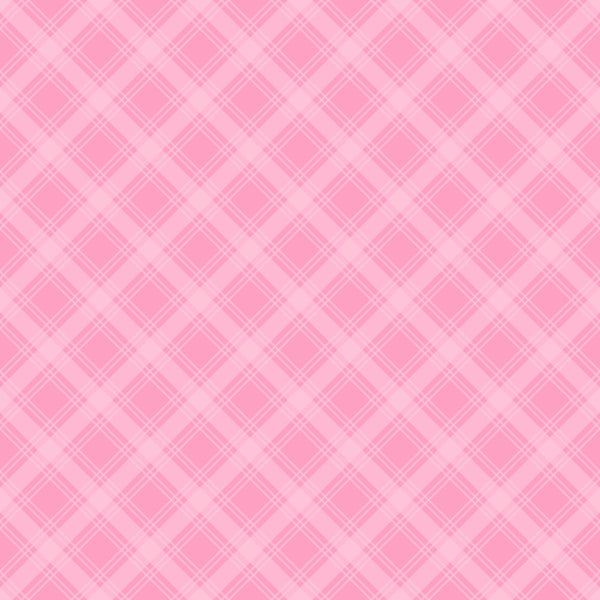 Pink plaid pattern with crisscrossing lines forming diamond shapes.