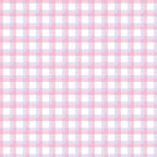 A seamless pink and white plaid pattern with thin blue lines on a blank background.
