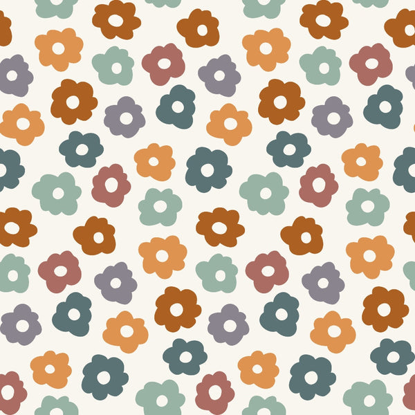 Retro Floral Pattern 12 Fabric, quilting fabric, cotton textile, yardage, multicolor floral design, vintage style, soft texture, muted tones, retro flowers, decorative cotton material, crafting fabric, sewing fabric, premium cotton, traditional print, eco-friendly finish