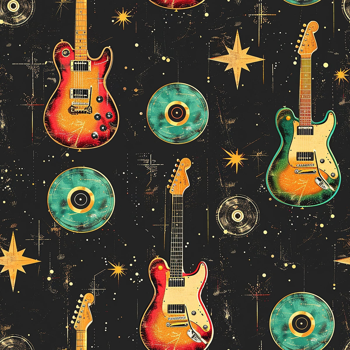 Jukebox Starlight Pattern 1 Fleece Fabric