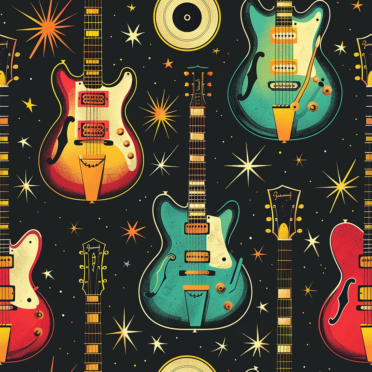 Jukebox Starlight Pattern 6 Fleece Fabric
