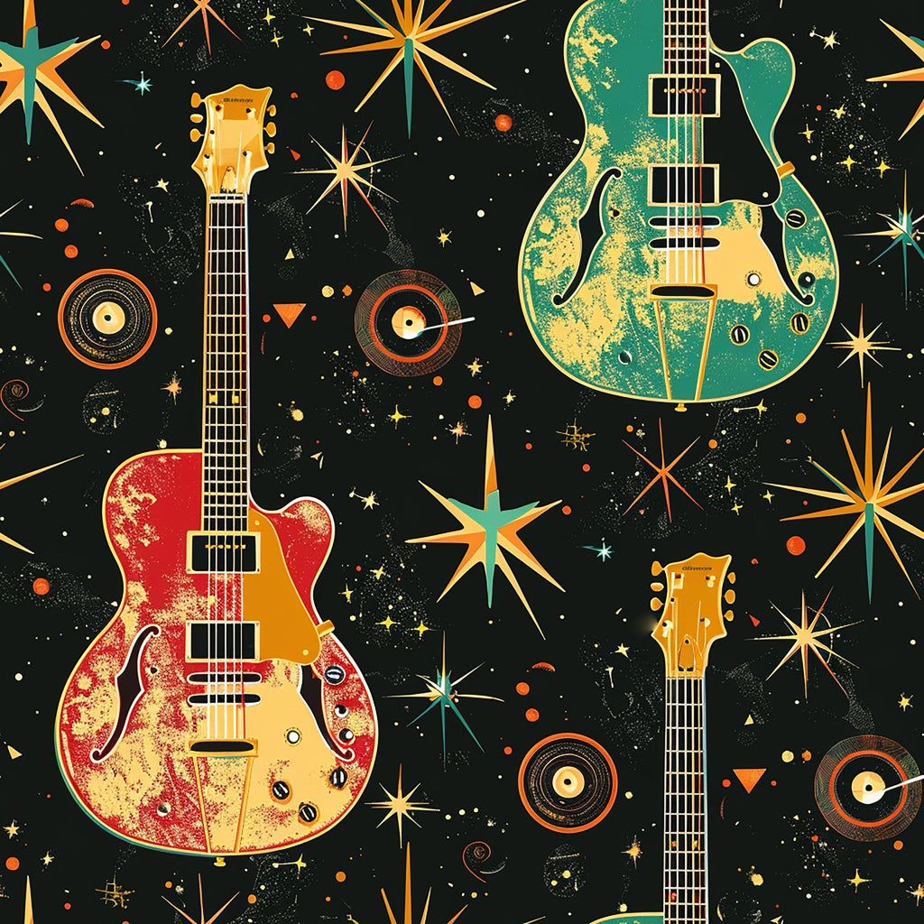 Jukebox Starlight Pattern 8 Fleece Fabric