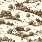 Countryside Cottages Pattern 1 Fleece Fabric