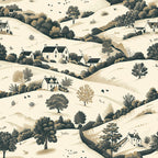 Countryside Cottages Pattern 3 Fleece Fabric