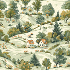 Countryside Cottages Pattern 4 Fleece Fabric