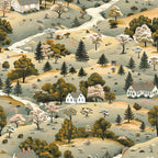 Countryside Cottages Pattern 5 Fleece Fabric