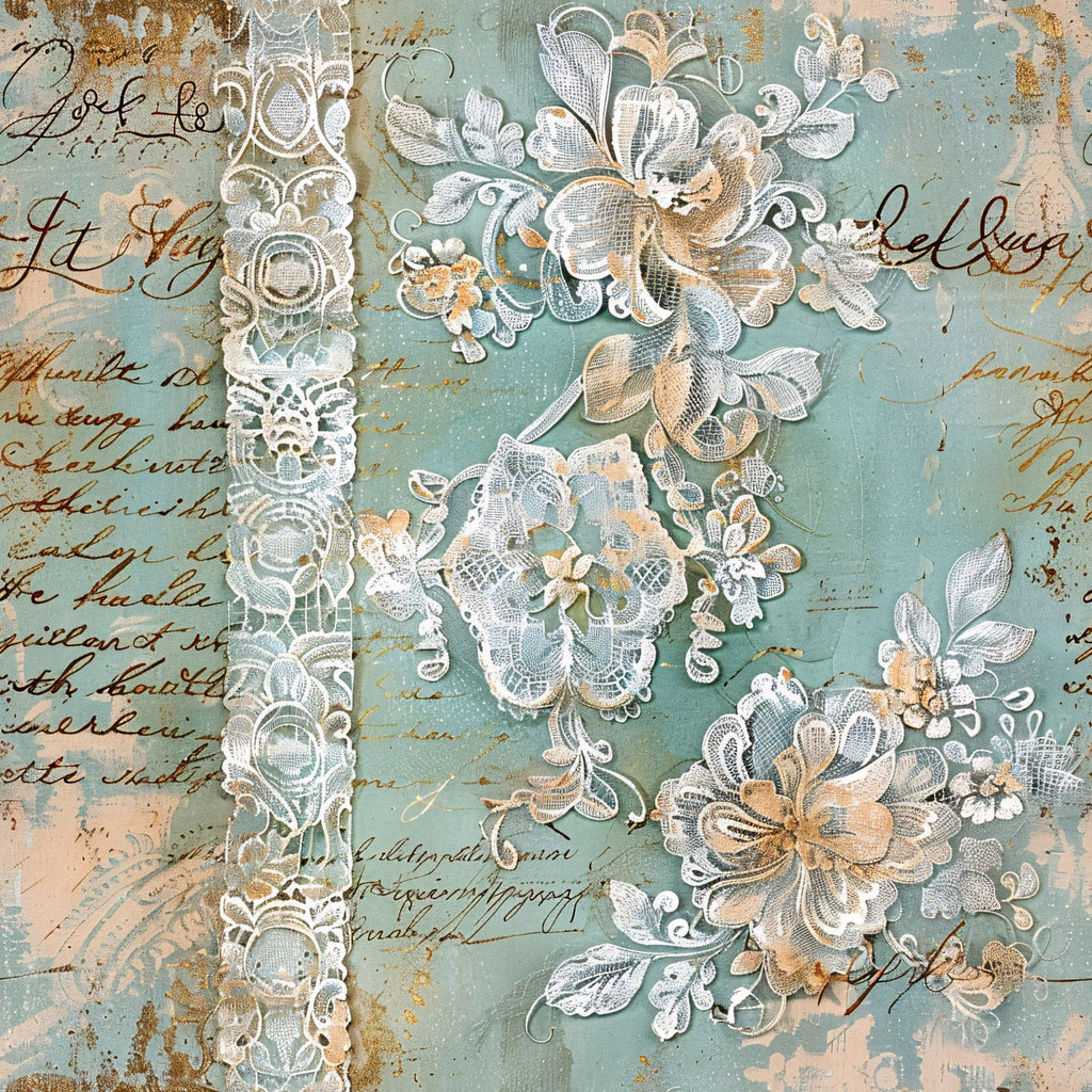 Gilded Lace Script Pattern 2 Fleece Fabric