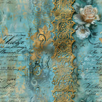 Gilded Lace Script Pattern 3 Fleece Fabric