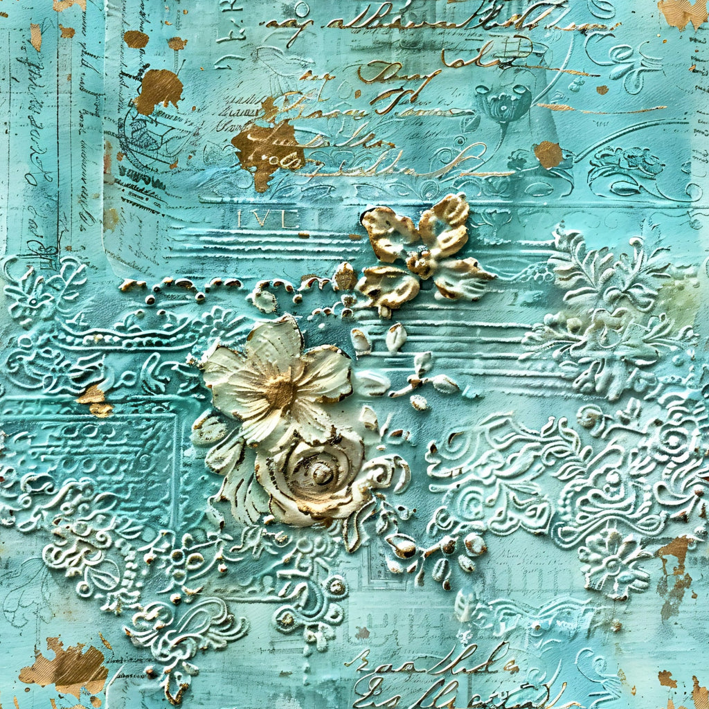 Gilded Lace Script Pattern 4 Fleece Fabric