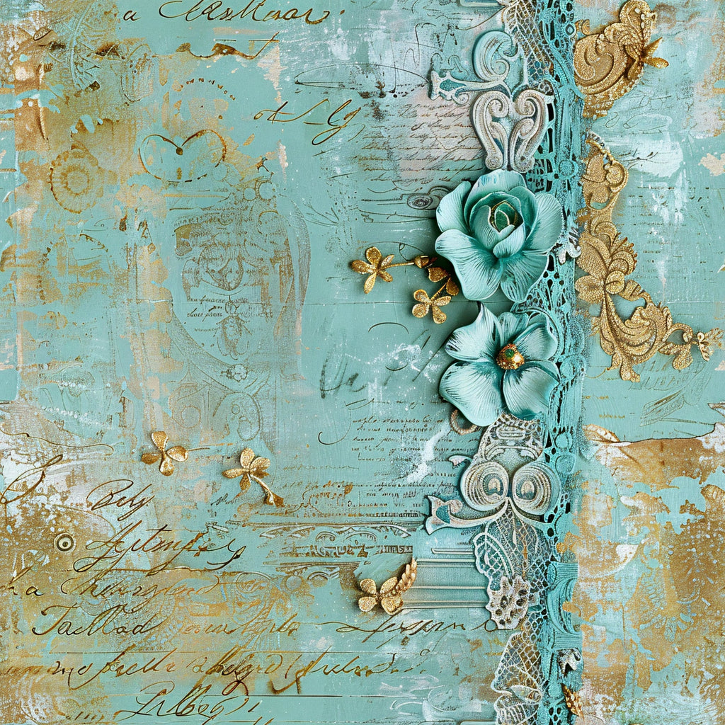 Gilded Lace Script Pattern 5 Fleece Fabric
