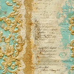 Gilded Lace Script Pattern 7 Fleece Fabric