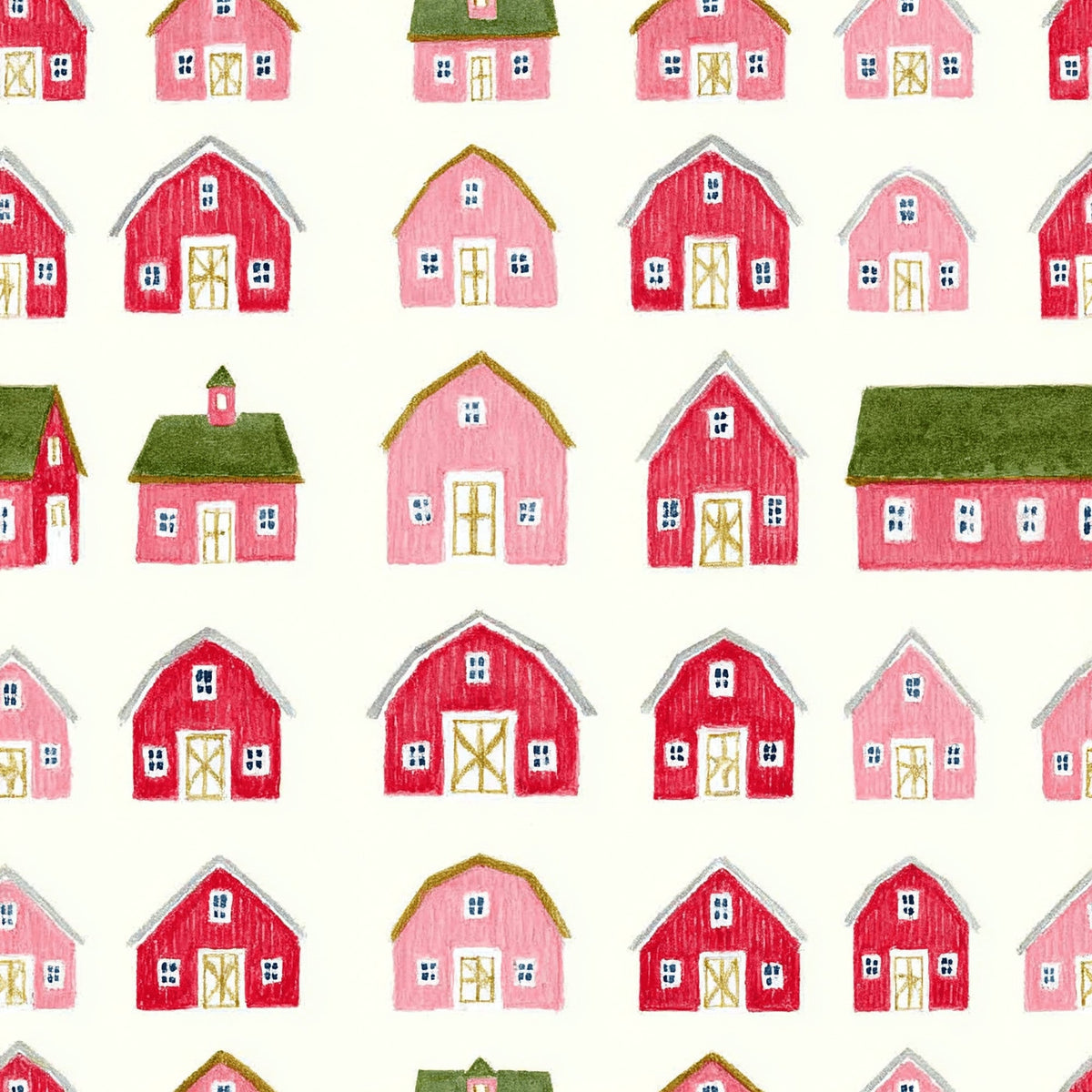 Strawberry Farmstead Pattern 1 Fleece Fabric