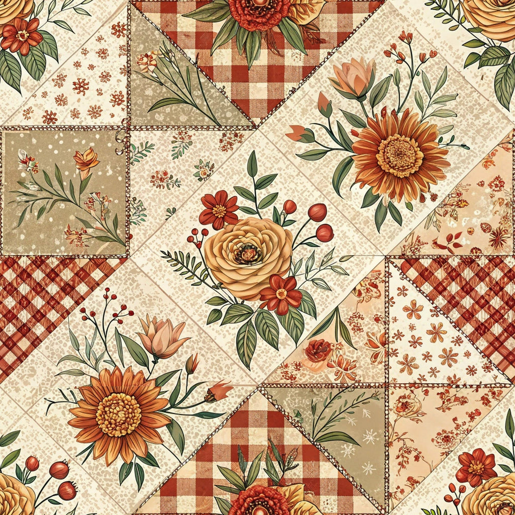 Rustic Patchwork Quilt Pattern 2 Fleece Fabric