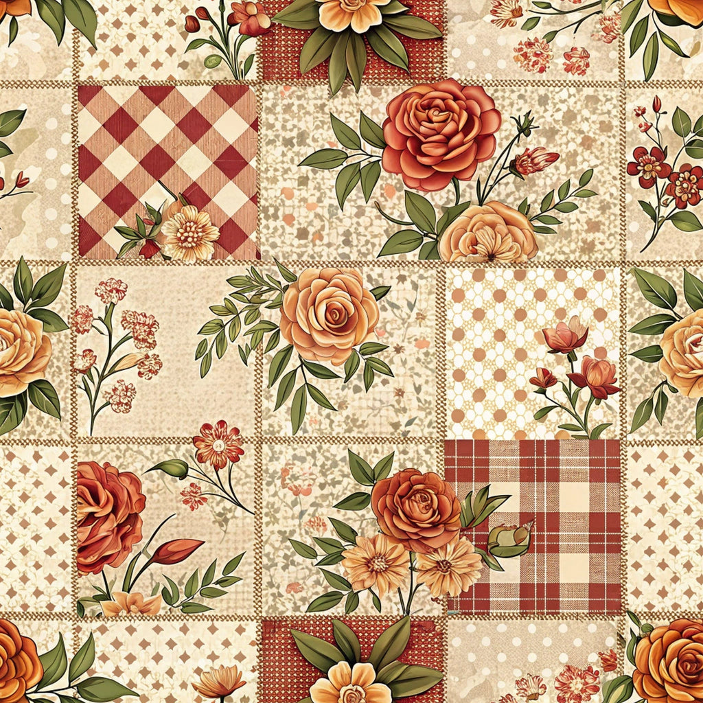 Rustic Patchwork Quilt Pattern 5 Fleece Fabric