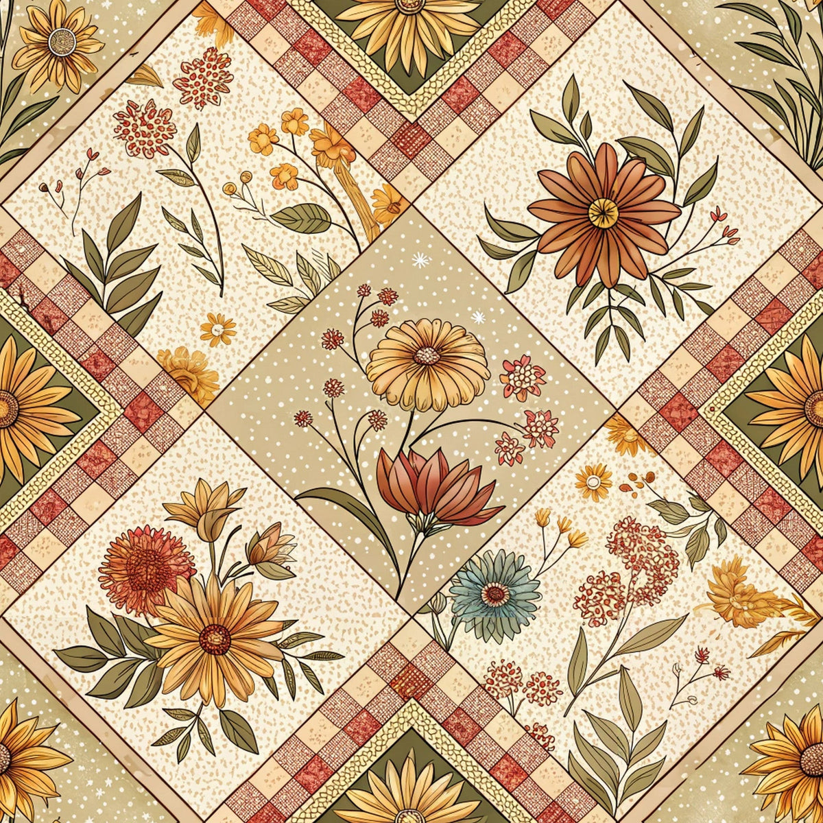 Rustic Patchwork Quilt Pattern 6 Fleece Fabric
