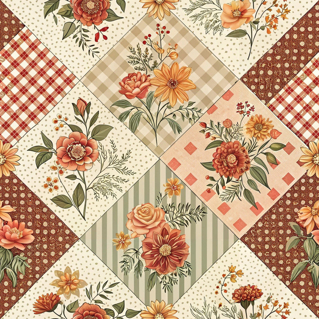 Rustic Patchwork Quilt Pattern 7 Fleece Fabric