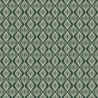 A geometric pattern with interlocking, wavy teal and cream lines forming a seamless, repetitive design.