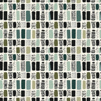 Pattern of rectangles and dots in green, black, and gray on a light background, arranged in a grid-like formation.