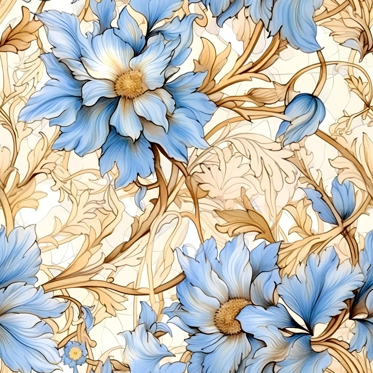 Gilded Cornflowers Pattern 6 Fleece Fabric