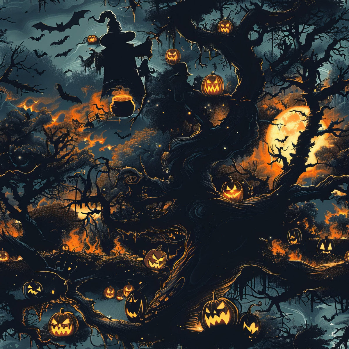 Pumpkin Hollow Pattern 12 Fleece Fabric