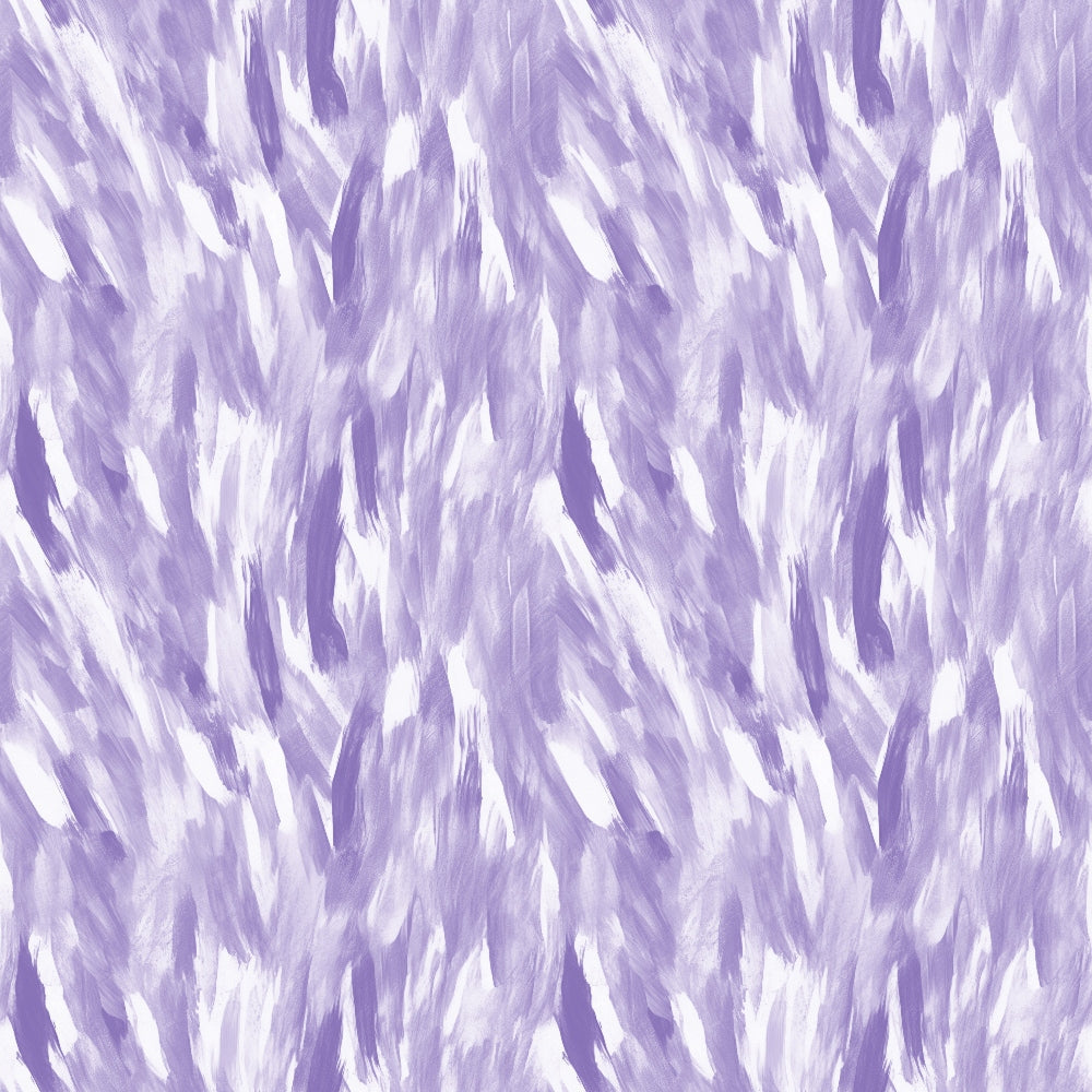 Feathered Mist Pattern 52 fleece fabric with flowing purple and white brushstrokes in a feathery abstract repeat