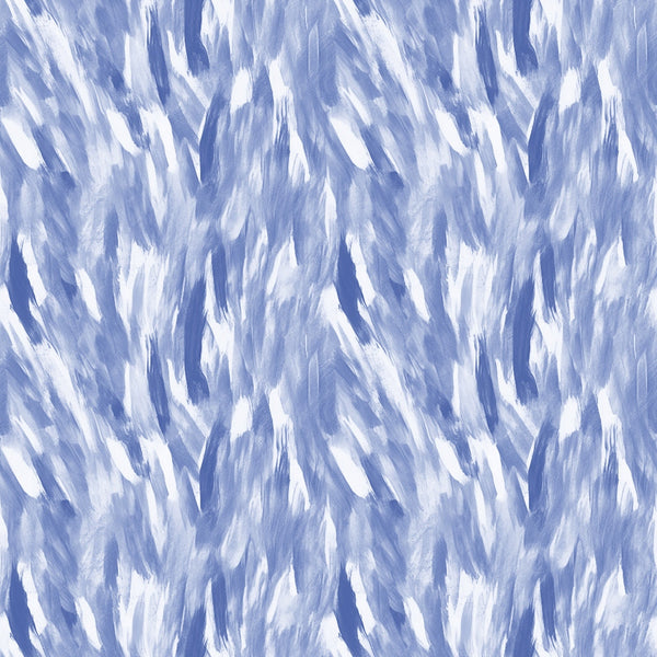 Abstract pattern with irregular blue and white brush strokes, creating a textured effect across the image.