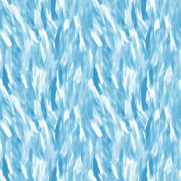 Abstract pattern with broad, textured strokes of various shades of blue and white, creating a dynamic, flowing appearance.