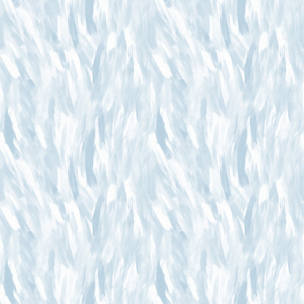 Abstract pattern with soft, painterly brush strokes in light blue and white, creating a textured, flowing effect.