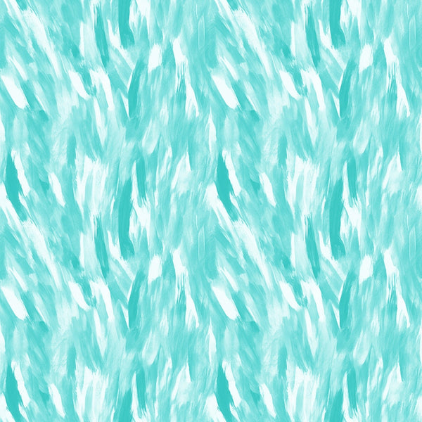 Abstract pattern with turquoise and white brush strokes creating a textured, flowing effect.