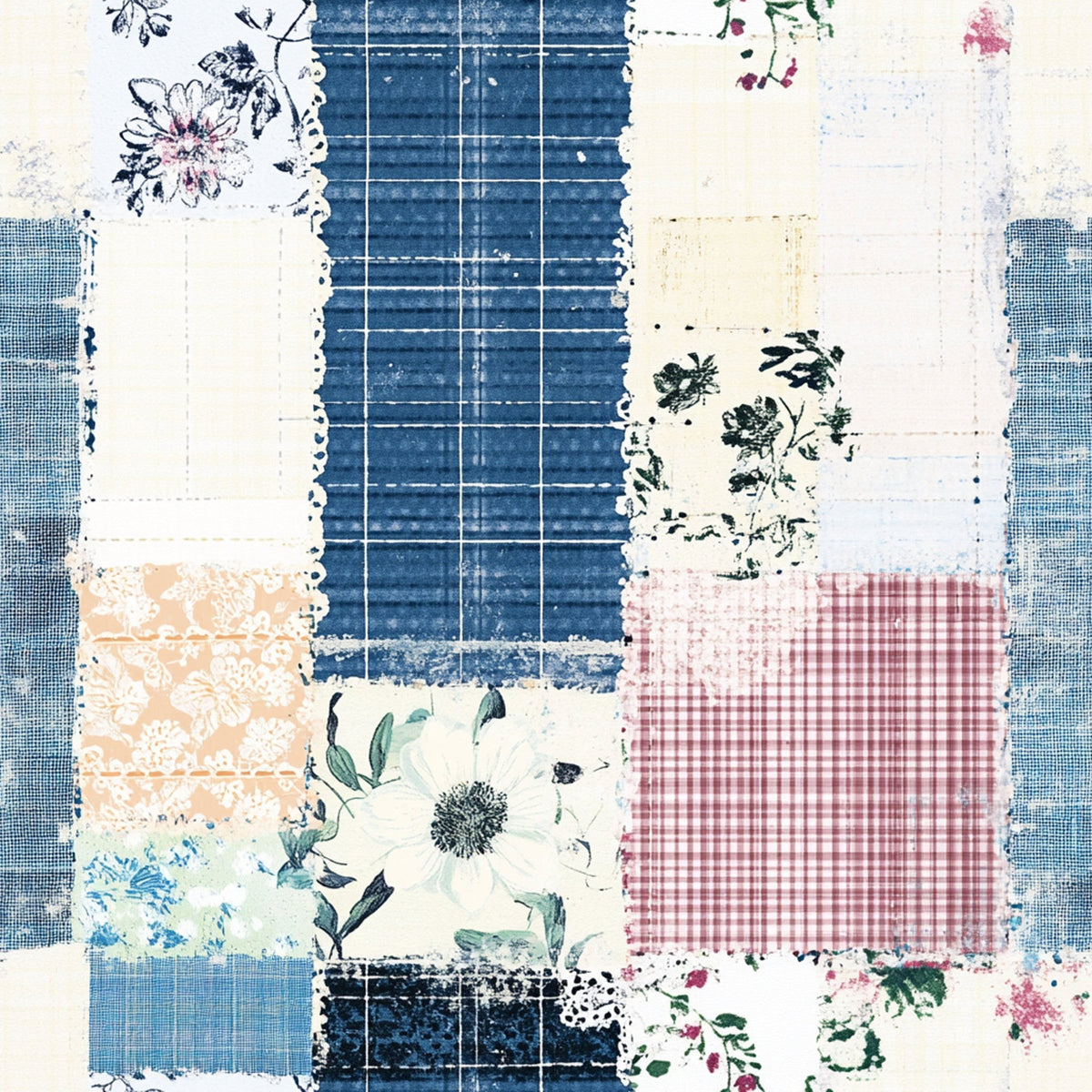Patchwork Posies Pattern 1 Fleece Fabric