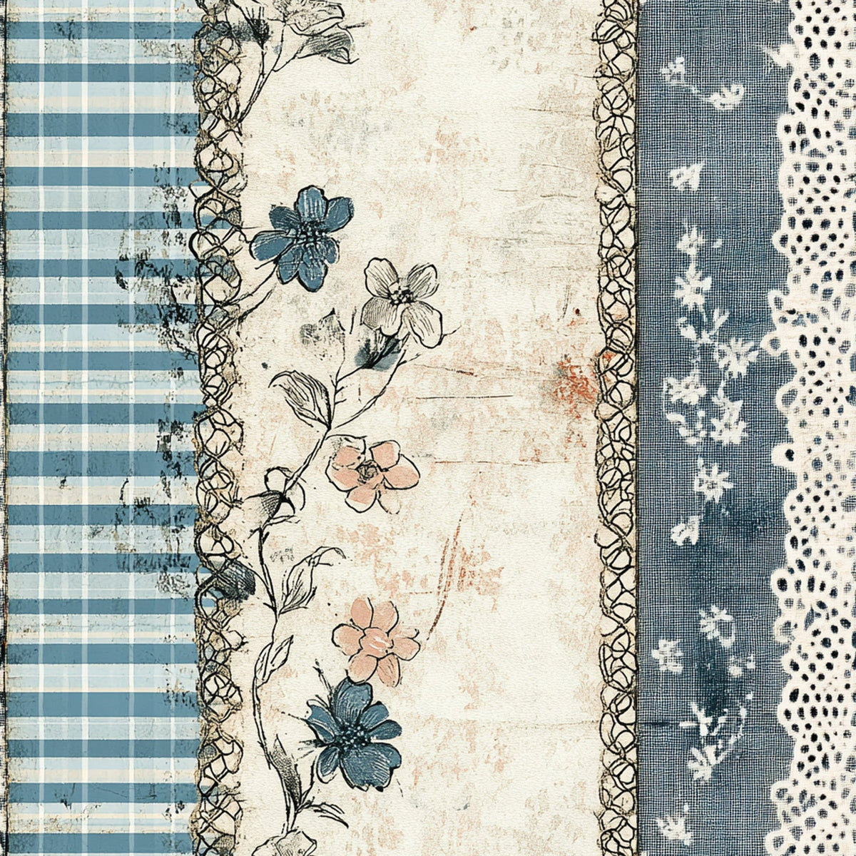 Patchwork Posies Pattern 13 Fleece Fabric