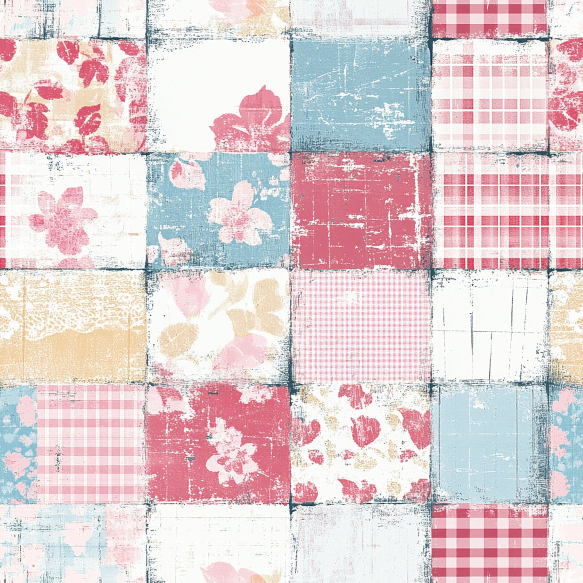 Patchwork Posies Pattern 16 Fleece Fabric