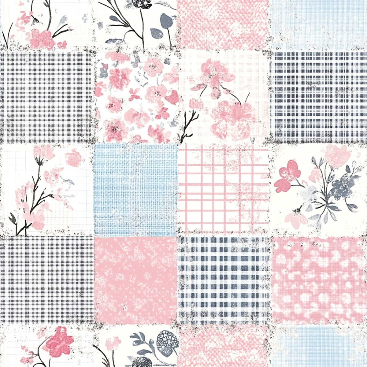 Patchwork Posies Pattern 17 Fleece Fabric